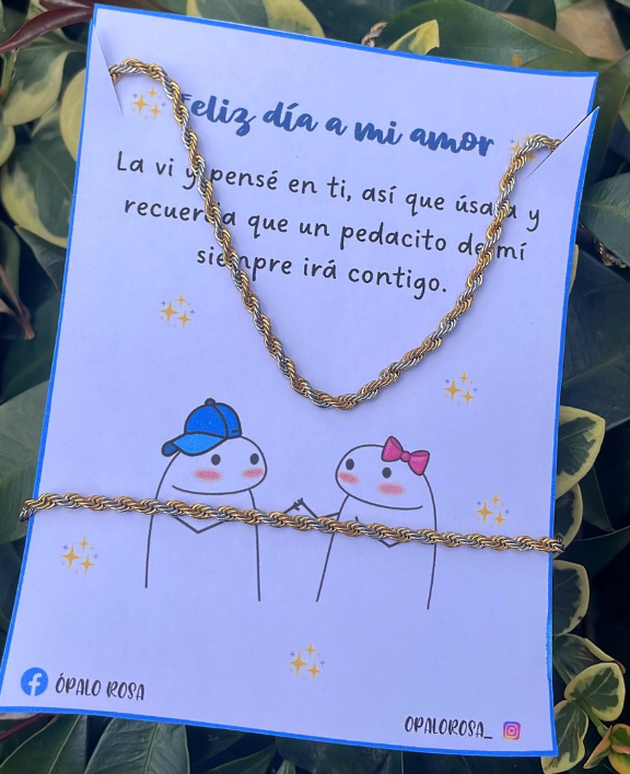 Juego de cadena + pulsera  Novio bicolor