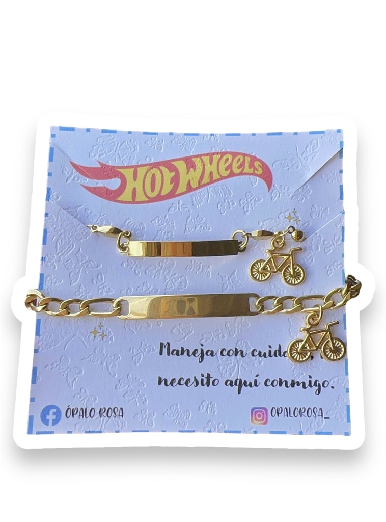 Pulseras pareja Hot Wheels gold