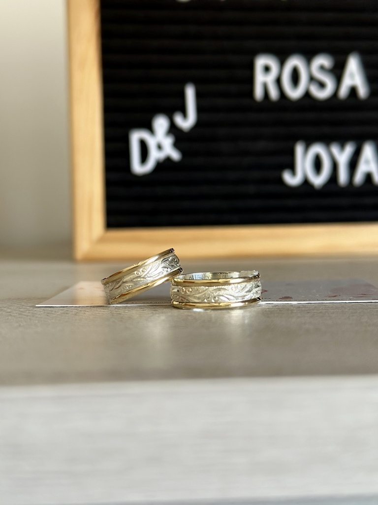 Argollas pareja destello oro plata 