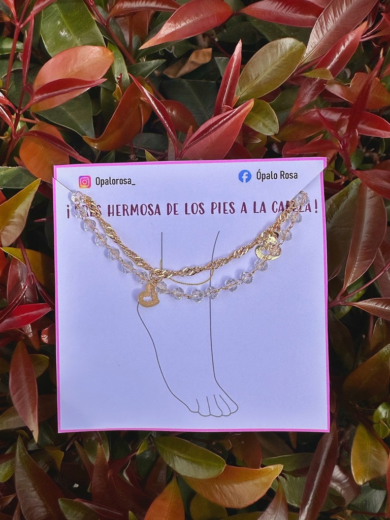 Tobillera doble  Swarovsky 