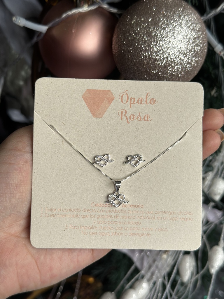 Set Cadena corazón flechado 