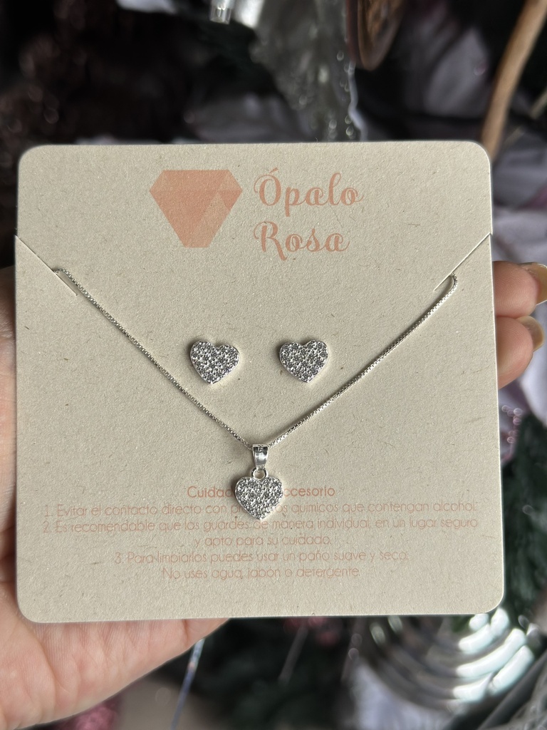 Set corazón circon 