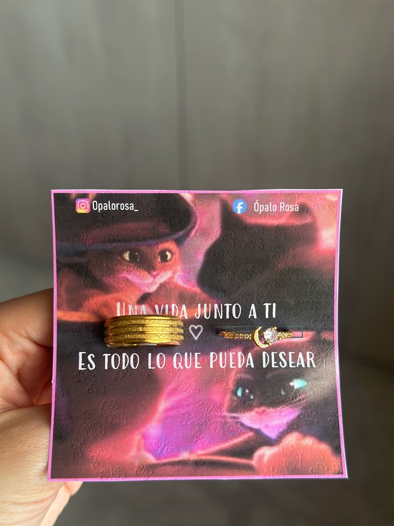 Anillos promesa Gato con Botas